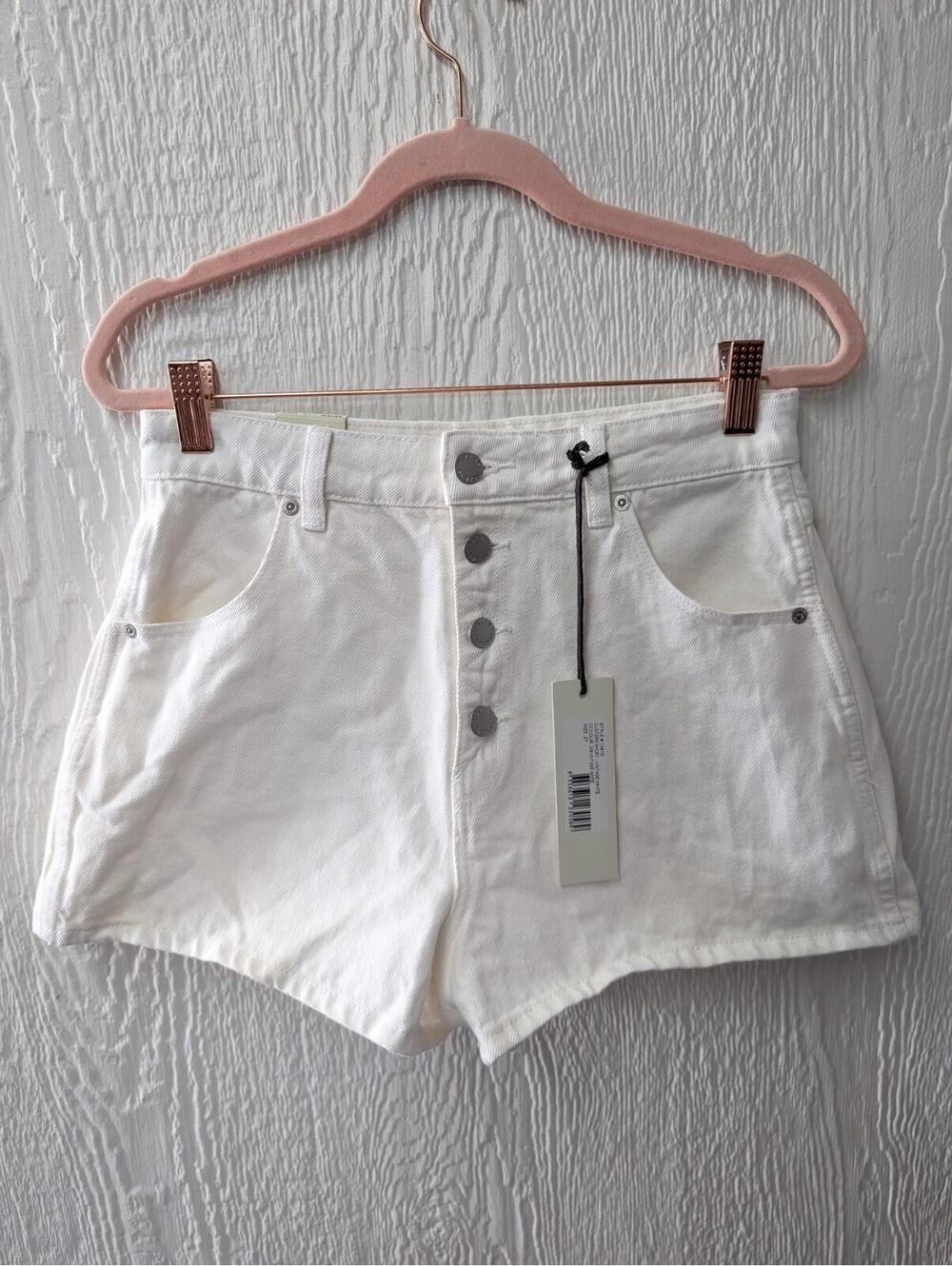 NWT Rollas Dusters High Rise Slim White Denim Shorts Button Fly Size 27